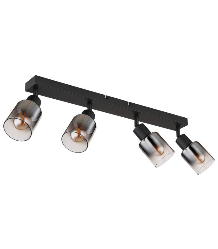 Hubertus Ceiling Spotlight Bar Matt Black Smoke Glass Shade 4x E14-2