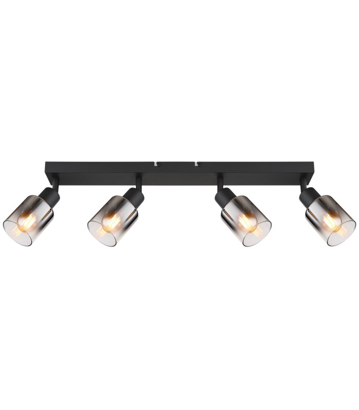 Hubertus Ceiling Spotlight Bar Matt Black Smoke Glass Shade 4x E14-3