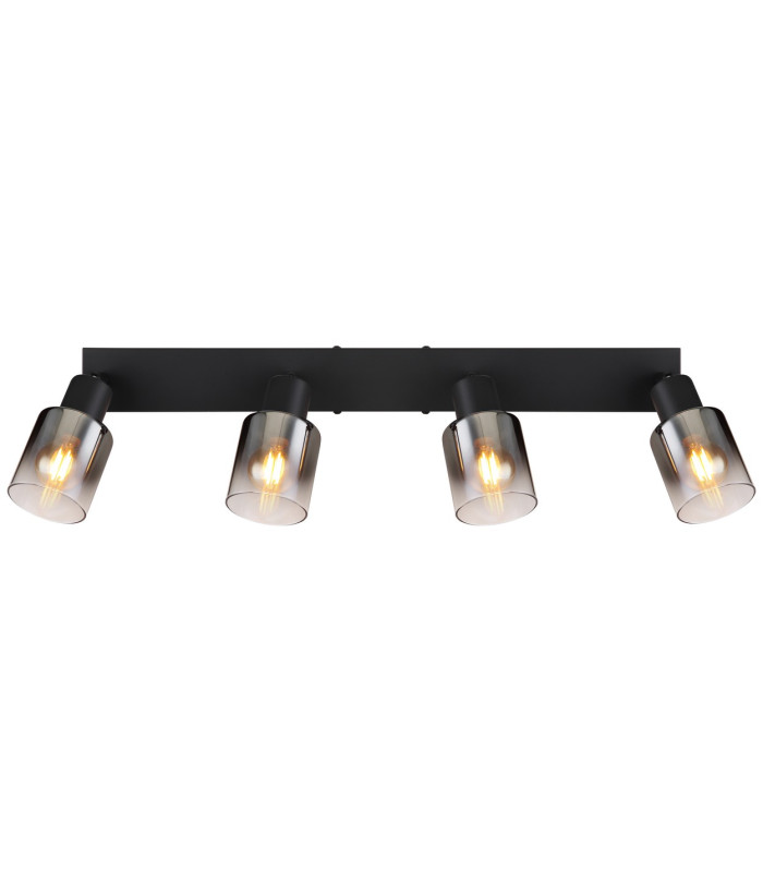 Hubertus Ceiling Spotlight Bar Matt Black Smoke Glass Shade 4x E14-4