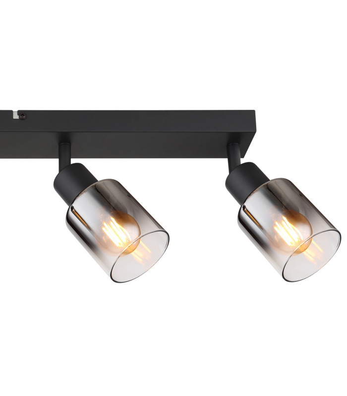 Hubertus Ceiling Spotlight Bar Matt Black Smoke Glass Shade 4x E14-5