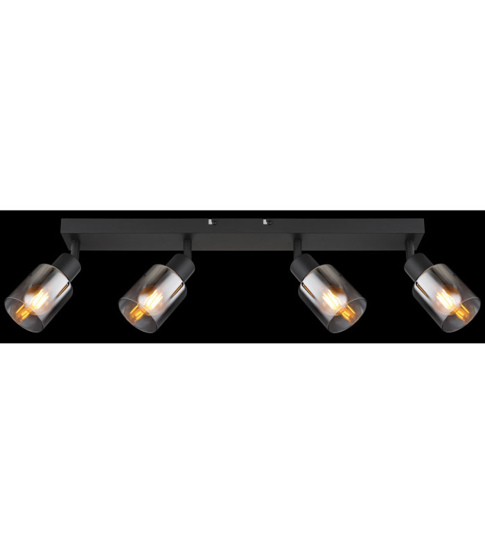 Hubertus Ceiling Spotlight Bar Matt Black Smoke Glass Shade 4x E14-7