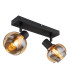 Tokki Twin Ceiling Spotlight Matt Black Amber Glass Shade 2x E14-1