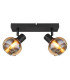 Tokki Twin Ceiling Spotlight Matt Black Amber Glass Shade 2x E14-3