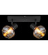 Tokki Twin Ceiling Spotlight Matt Black Amber Glass Shade 2x E14-6