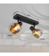 Tokki Twin Ceiling Spotlight Matt Black Amber Glass Shade 2x E14-11