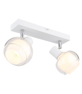 Tokki Twin Ceiling Spotlight White Matt Clear Glass Shade 2x E14-1
