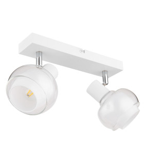 Tokki Twin Ceiling Spotlight White Matt Clear Glass Shade 2x E14-2