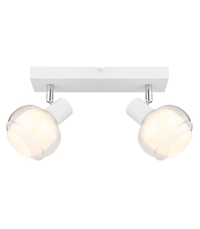 Tokki Twin Ceiling Spotlight White Matt Clear Glass Shade 2x E14-3
