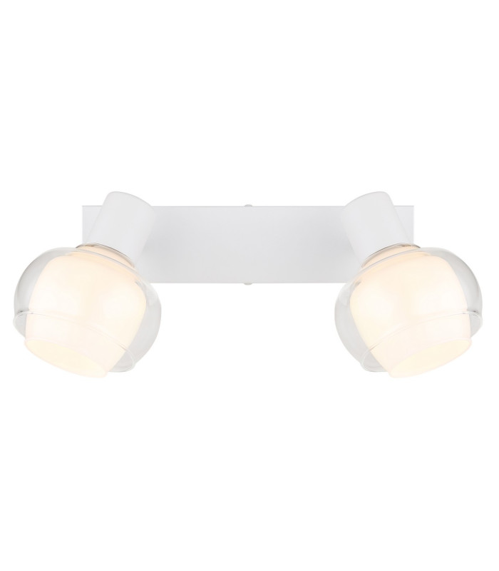 Tokki Twin Ceiling Spotlight White Matt Clear Glass Shade 2x E14-4