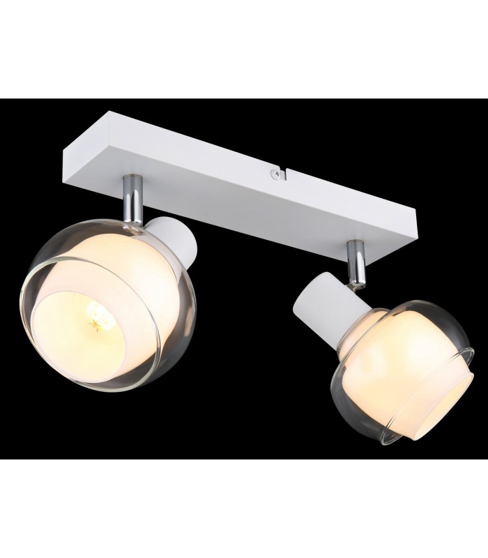 Tokki Twin Ceiling Spotlight White Matt Clear Glass Shade 2x E14-5