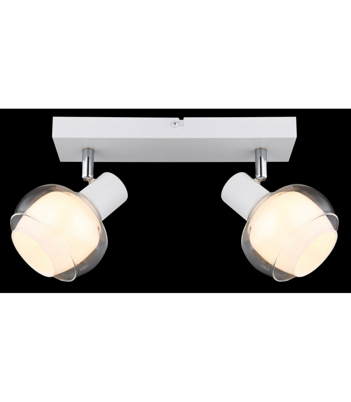 Tokki Twin Ceiling Spotlight White Matt Clear Glass Shade 2x E14-6