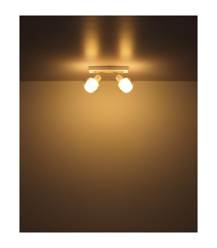 Tokki Twin Ceiling Spotlight White Matt Clear Glass Shade 2x E14-7