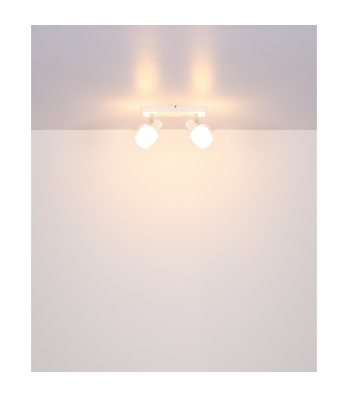 Tokki Twin Ceiling Spotlight White Matt Clear Glass Shade 2x E14-8