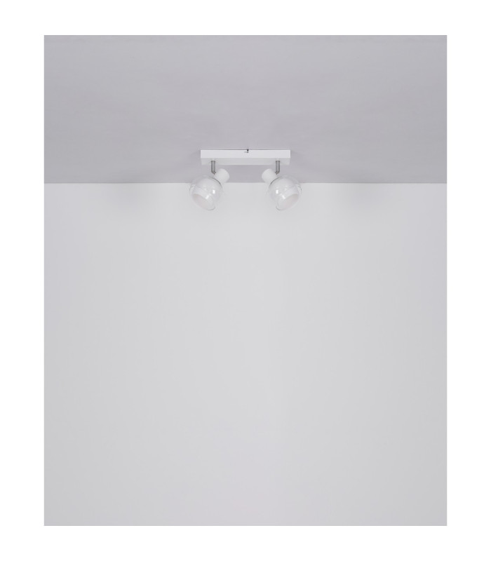 Tokki Twin Ceiling Spotlight White Matt Clear Glass Shade 2x E14-9