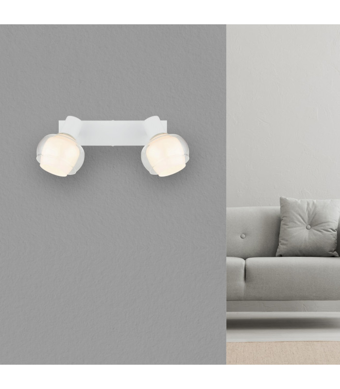 Tokki Twin Ceiling Spotlight White Matt Clear Glass Shade 2x E14-10