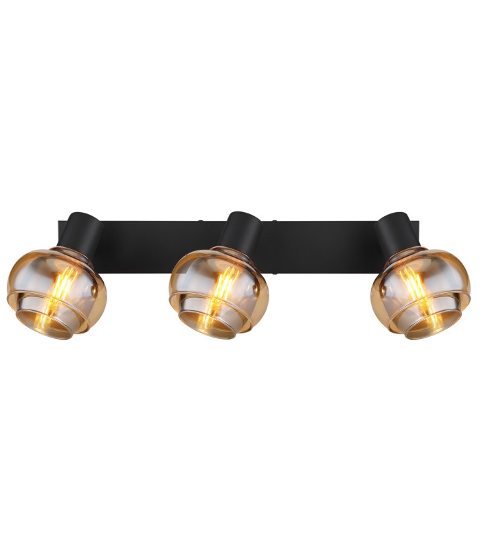 Tokki Ceiling Spotlight Bar Matt Black Amber Glass Shade 3x E14-4