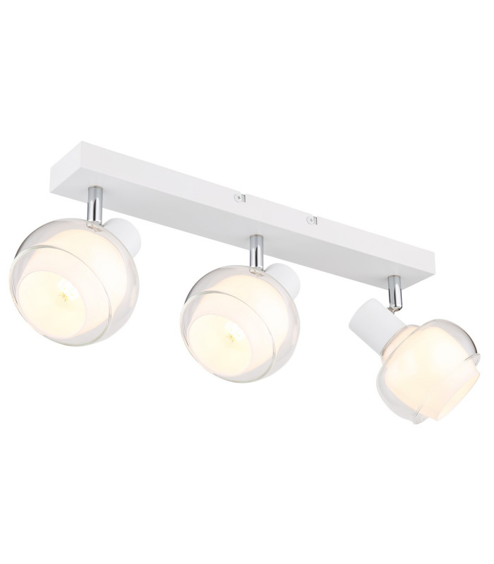 Tokki Ceiling Spotlight Bar White Matt Clear Glass Shade 3x E14-1