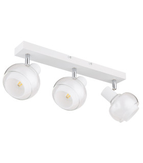 Tokki Ceiling Spotlight Bar White Matt Clear Glass Shade 3x E14-2