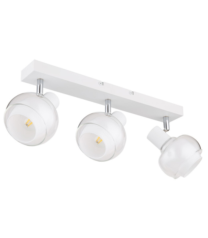 Tokki Ceiling Spotlight Bar White Matt Clear Glass Shade 3x E14-2