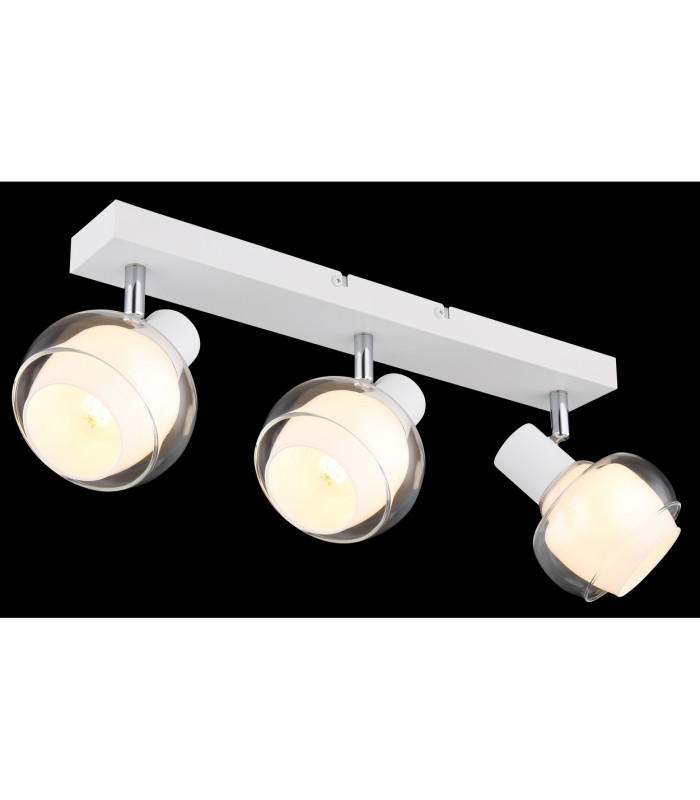 Tokki Ceiling Spotlight Bar White Matt Clear Glass Shade 3x E14-5