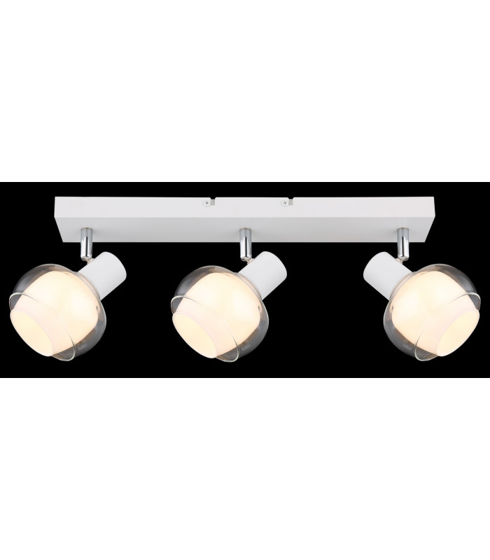 Tokki Ceiling Spotlight Bar White Matt Clear Glass Shade 3x E14-6