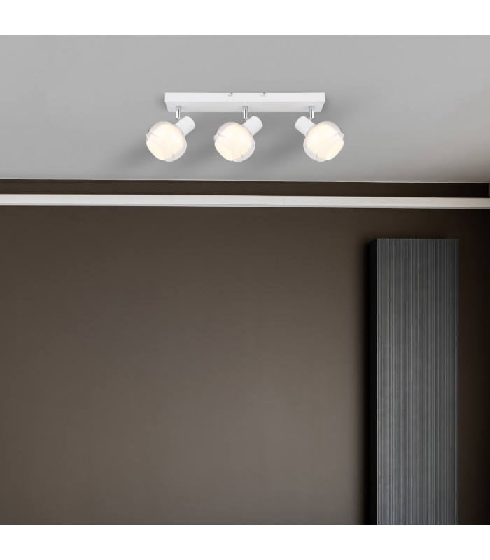 Tokki Ceiling Spotlight Bar White Matt Clear Glass Shade 3x E14-7