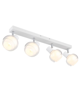 Tokki Ceiling Spotlight Bar White Matt Clear Glass Shade 4x E14-1