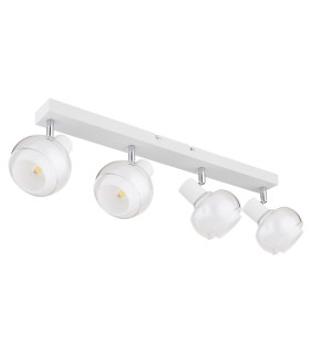 Tokki Ceiling Spotlight Bar White Matt Clear Glass Shade 4x E14-2