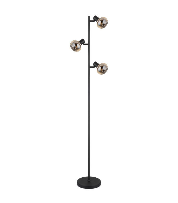 Tokki Multi Arm Floor Lamp Matt Black Amber Glass Shade 3x E14-2