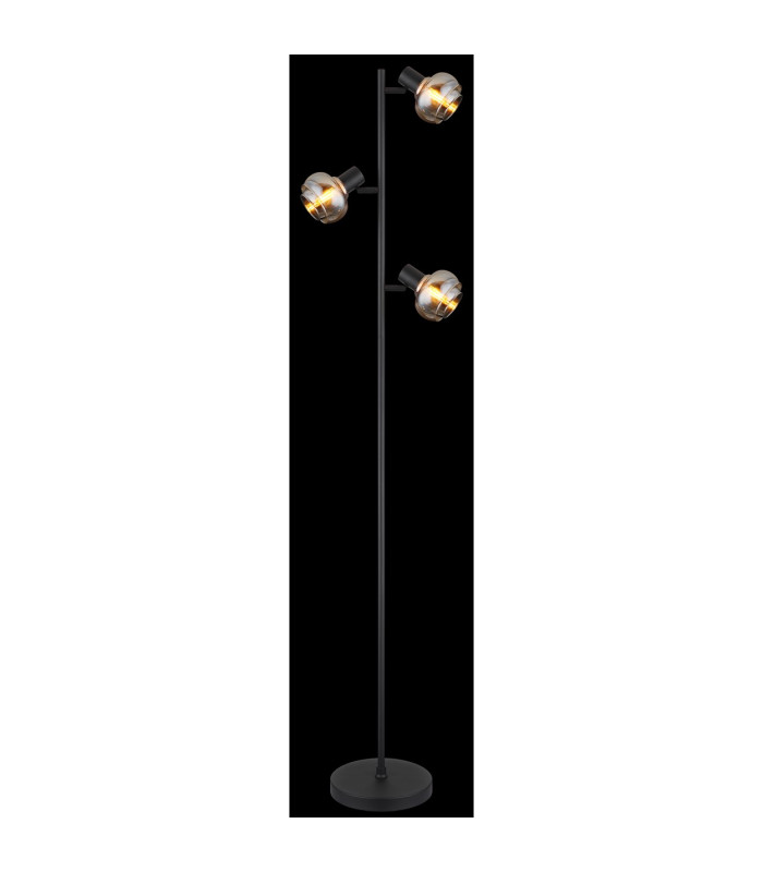 Tokki Multi Arm Floor Lamp Matt Black Amber Glass Shade 3x E14-4