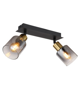 Hollsy Twin Ceiling Spotlight Matt Black Smoke Glass Shade 2x E14-1