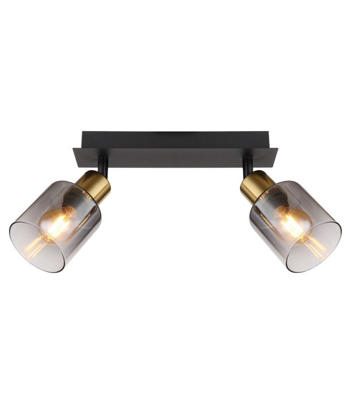 Hollsy Twin Ceiling Spotlight Matt Black Smoke Glass Shade 2x E14-3