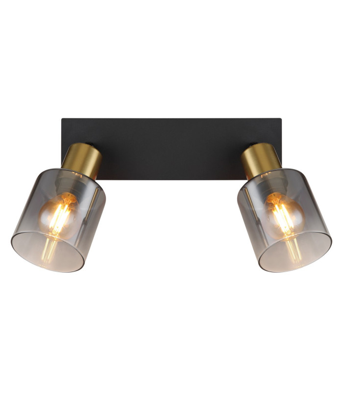 Hollsy Twin Ceiling Spotlight Matt Black Smoke Glass Shade 2x E14-4