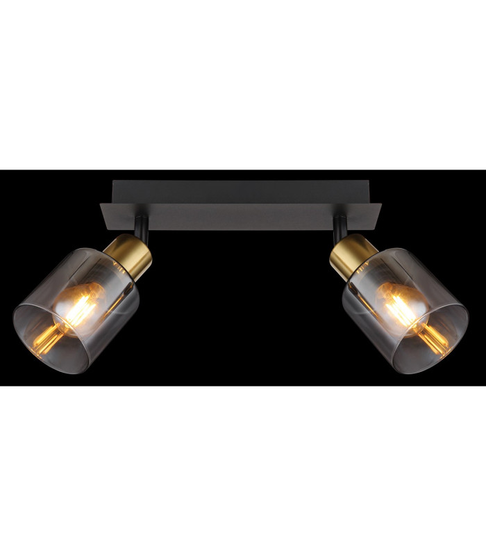 Hollsy Twin Ceiling Spotlight Matt Black Smoke Glass Shade 2x E14-6