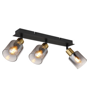 Hollsy Ceiling Spotlight Bar Matt Black Smoke Glass Shade 3x E14-1
