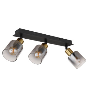 Hollsy Ceiling Spotlight Bar Matt Black Smoke Glass Shade 3x E14-2