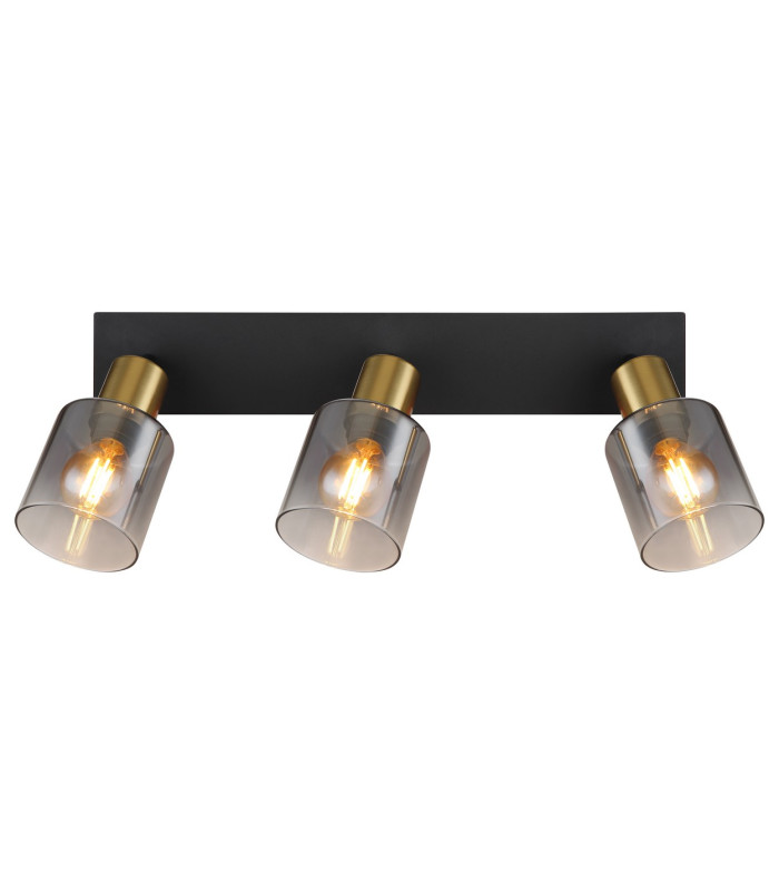 Hollsy Ceiling Spotlight Bar Matt Black Smoke Glass Shade 3x E14-4
