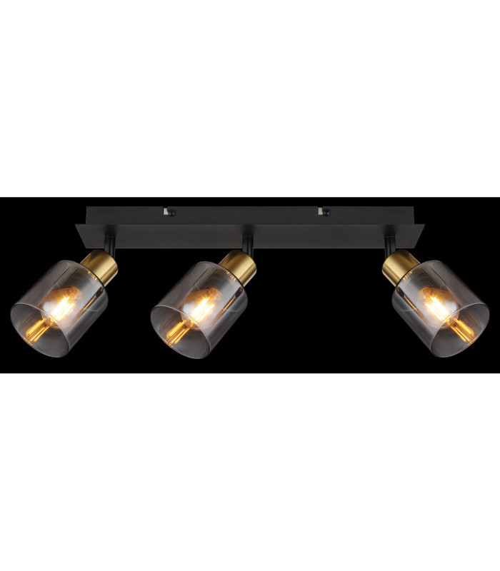 Hollsy Ceiling Spotlight Bar Matt Black Smoke Glass Shade 3x E14-6