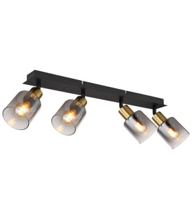 Hollsy Ceiling Spotlight Bar Matt Black Smoke Glass Shade 4x E14-1