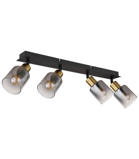 Hollsy Ceiling Spotlight Bar Matt Black Smoke Glass Shade 4x E14-2