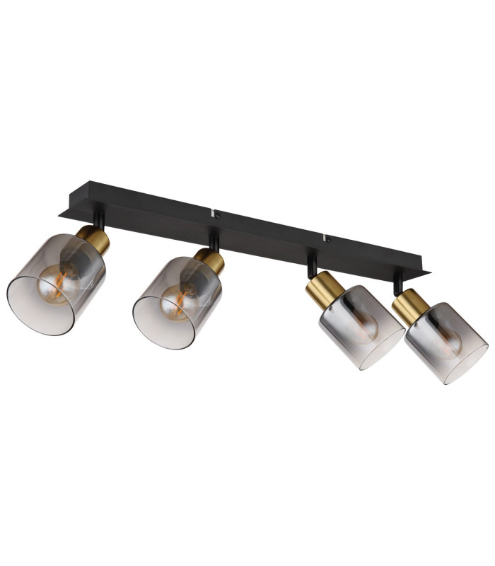 Hollsy Ceiling Spotlight Bar Matt Black Smoke Glass Shade 4x E14-2