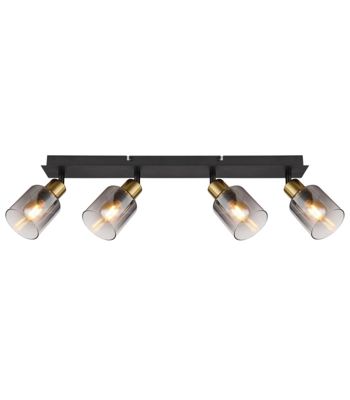 Hollsy Ceiling Spotlight Bar Matt Black Smoke Glass Shade 4x E14-3