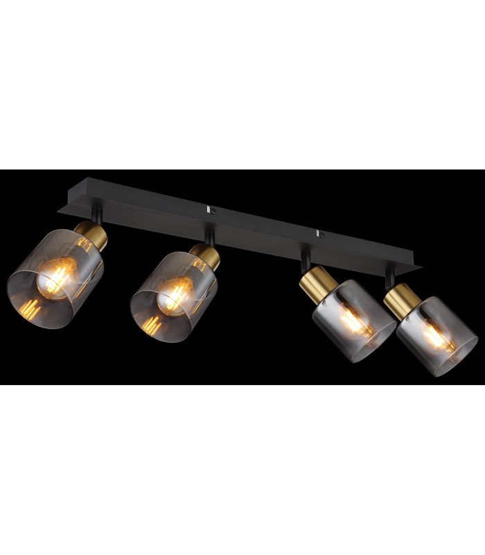 Hollsy Ceiling Spotlight Bar Matt Black Smoke Glass Shade 4x E14-6