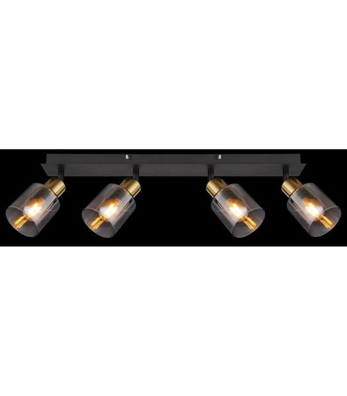 Hollsy Ceiling Spotlight Bar Matt Black Smoke Glass Shade 4x E14-7