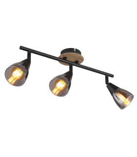 Mubby Ceiling Spotlight Bar Matt Black Smoke Glass Shade 3x E14-1