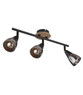 Mubby Ceiling Spotlight Bar Matt Black Smoke Glass Shade 3x E14-2