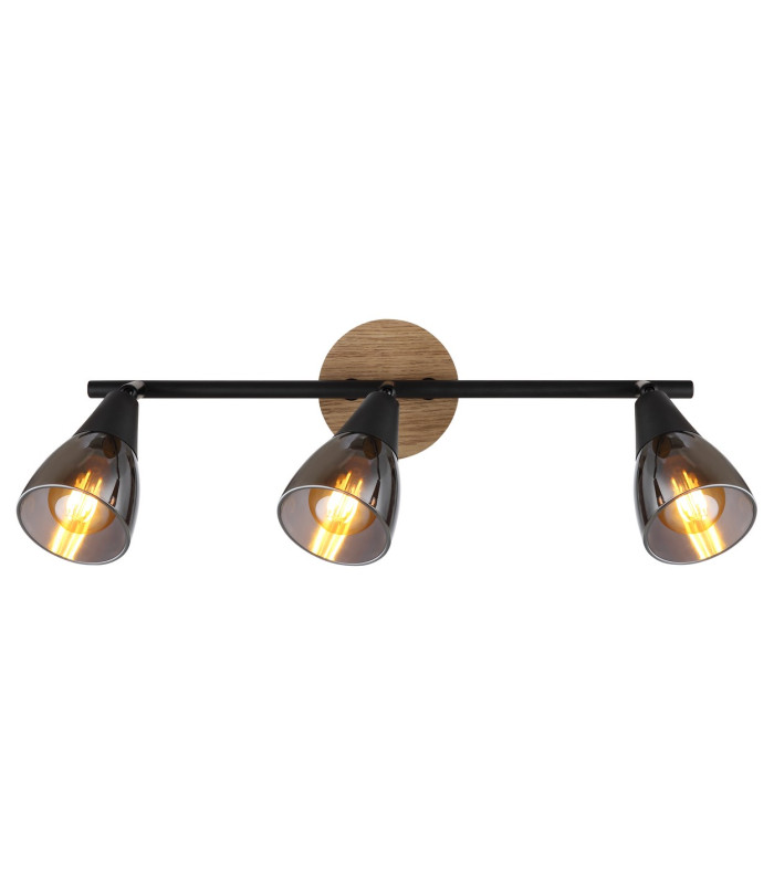 Mubby Ceiling Spotlight Bar Matt Black Smoke Glass Shade 3x E14-4