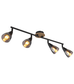 Mubby Ceiling Spotlight Bar Matt Black Smoke Glass Shade 4x E14-1