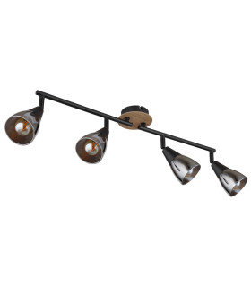 Mubby Ceiling Spotlight Bar Matt Black Smoke Glass Shade 4x E14-2