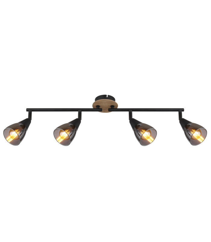 Mubby Ceiling Spotlight Bar Matt Black Smoke Glass Shade 4x E14-3